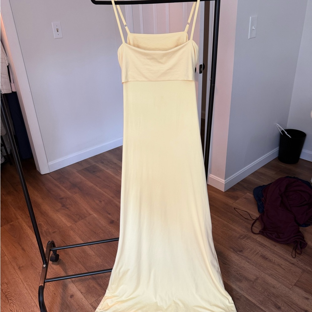 Light Yellow Spaghetti Strap Maxi Dress
